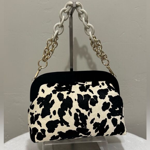 Cow Print Real Hair-on Cowhide Handmade Wooden Frame Shoulder Bag/Crossbody - Picture 5 of 15